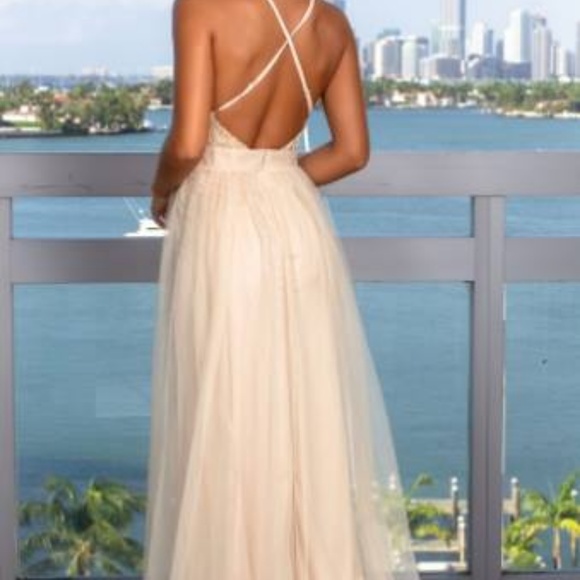 Gold and Ivory Sparkly Formal Gown (BRAND NEW) - Picture 3 of 3